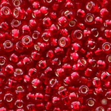 Miyuki rocailles Perlen 8/0 - Silverlined ruby 8-11